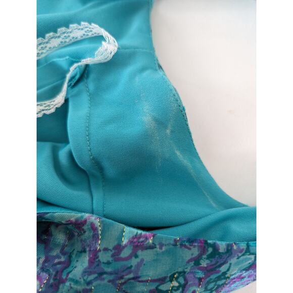 VTG Patra Dress Blue Water-Color Metallic Threading Tiered Size 18 Fairy 80s 90s - Picture 10 of 10